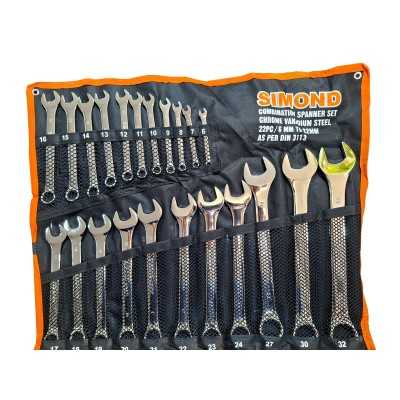 مجموعه 22عددی آچار یک سر تخت یک سر رینگی سیموند Simond