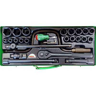 تجهیزات کارگاهی و مکانیکی|جعبه بکس 24 پارچه 6 پر مشکی هنس مدل 4624MTR4