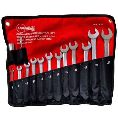 ست 12 عددی آچار یکسر تخت یکسر رینگی هنسول Hansol مدل HS112