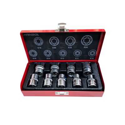 جعبه بکس 9 پارچه درایو 1/2 سری E سایز E10-E24 هانسول Hansol مدل HS8556