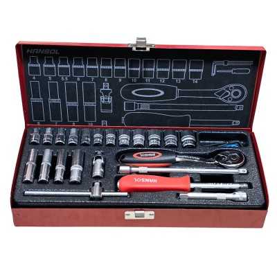 جعبه بکس 26 پارچه درایو 1/4 کوتاه و بلند هانسول Hansol کد HS8523A