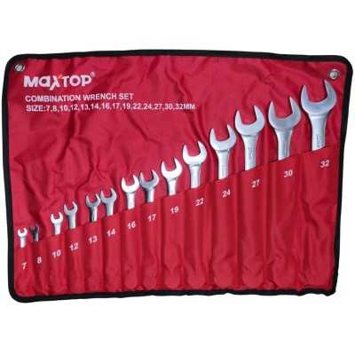 ست 14 عددی آچار یکسر تخت یکسر رینگی مکستاپ Maxtop نمره 7 تا 32