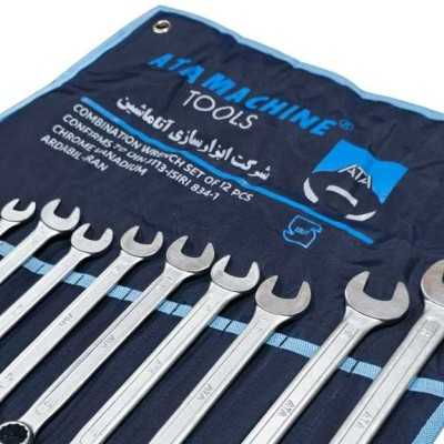 آچار و ابزارآلات دستی|ست آچار 12 عددی کیفی یکسر تخت و رینگی سایزهای 8تا22 آتا ATA