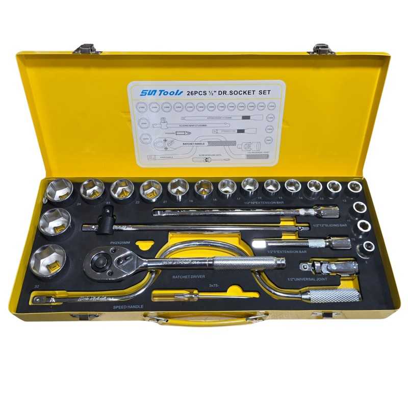 جعبه بکس 24 پارچه 6 پر درایو 1/2 اینچ سان تولز SunTools