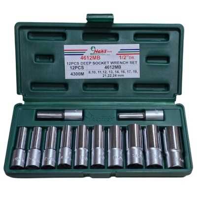 جعبه بکس 12 پارچه بلند درایو 1/2 هنس HANS مدل 4612MB