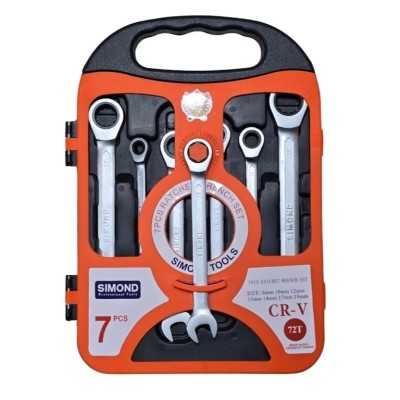 ست 7 عددی آچار یکسر رینگی جغجغه ای سیموند Simond