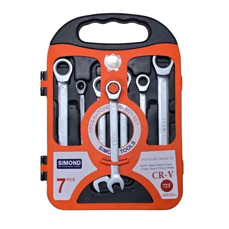 ست 7 عددی آچار یکسر رینگی جغجغه ای سیموند Simond