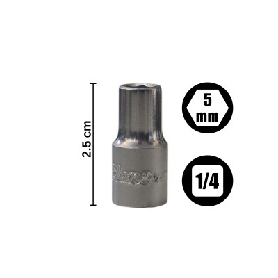 آچار و ابزارآلات دستی|بکس کوتاه سایز 5 درایو 1/4 شش پر هنس Hans کد 2400M05