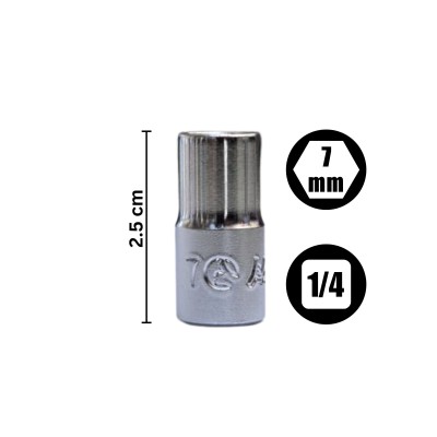 ابزارآلات دستی و انبری1|بکس کوتاه سایز 7 درایو 1/4 شش پر هنس Hans کد 2400M07