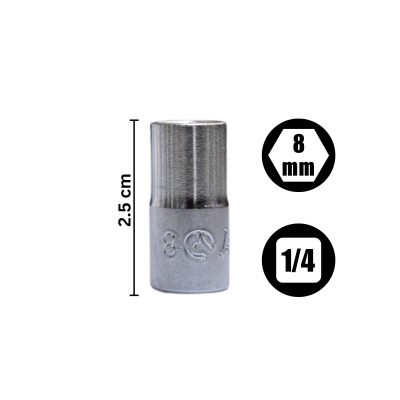 ابزارآلات دستی و انبری1|بکس کوتاه سایز 8 درایو 1/4 شش پر هنس Hans کد 2400M08