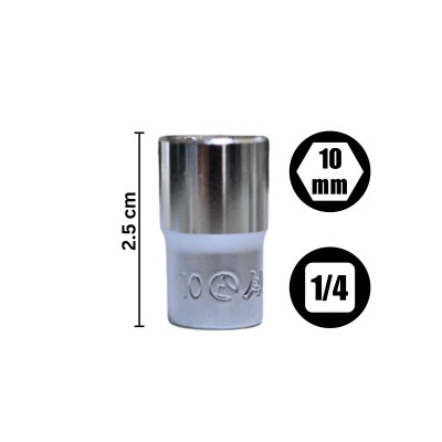 ابزارآلات دستی و انبری1|بکس کوتاه سایز 10 درایو 1/4 شش پر هنس Hans کد 2400M10