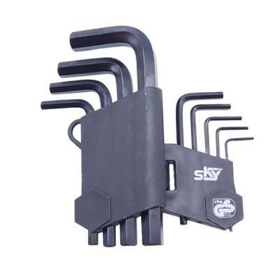 آچار و ابزارآلات دستی|آچار آلن کوتاه شش گوش روکارتی 9عددی اسکایSKY مدل ST-2211B