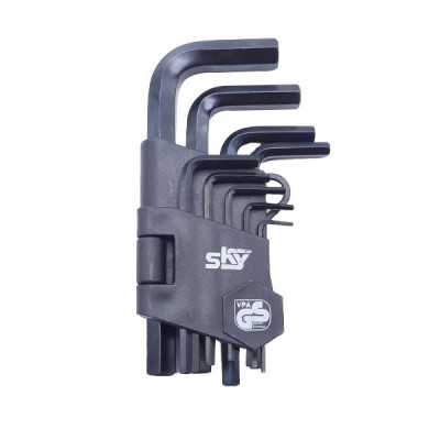 آچار و ابزارآلات دستی|آچار آلن کوتاه شش گوش روکارتی 9عددی اسکایSKY مدل ST-2211B