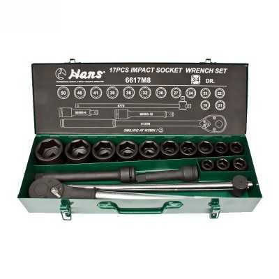 جعبه بکس ۱۷ پارچه درایو 3/4 فشار قوی هنس Hans مدل 6617m8